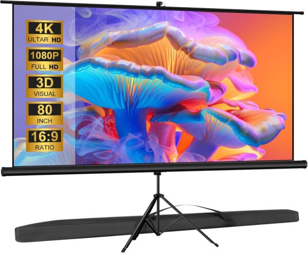 AyoumsPy 80-Inch Pull-Up Projection Screen, 16:9, Carry Bag