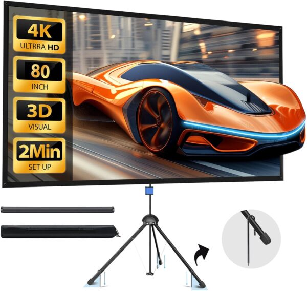 AyoumsPy 80-Inch 2-in-1 Projection Screen, Backyard Ready