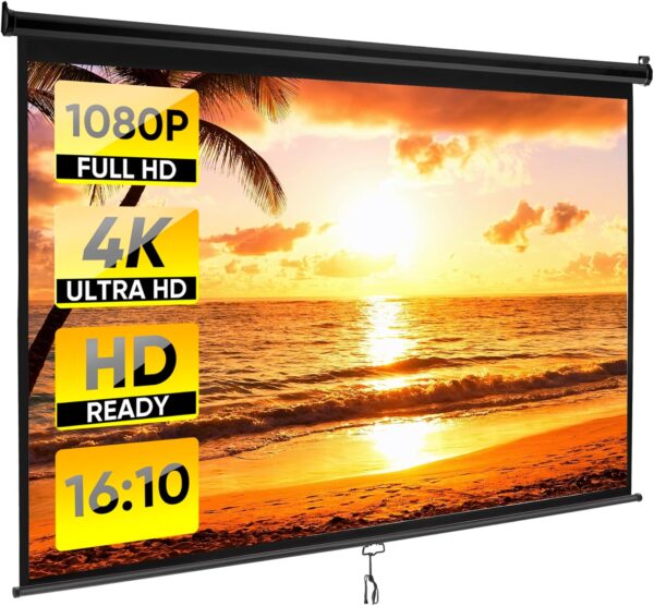 AyoumsPy 100-Inch Pull-Down Projector Screen, 16:10, Retractable