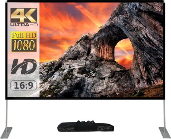 AyoumsPy 100-Inch Outdoor Projector Screen with Stand, Portable